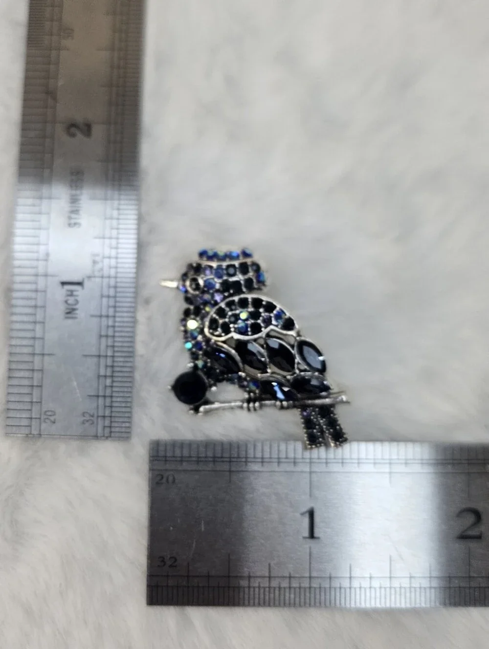 Blue Crystal Bird Brooch